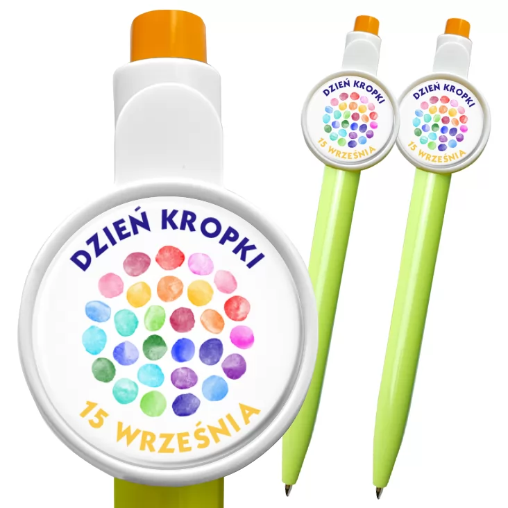 przypinka długopis Dzień kropki kolorowe kropki