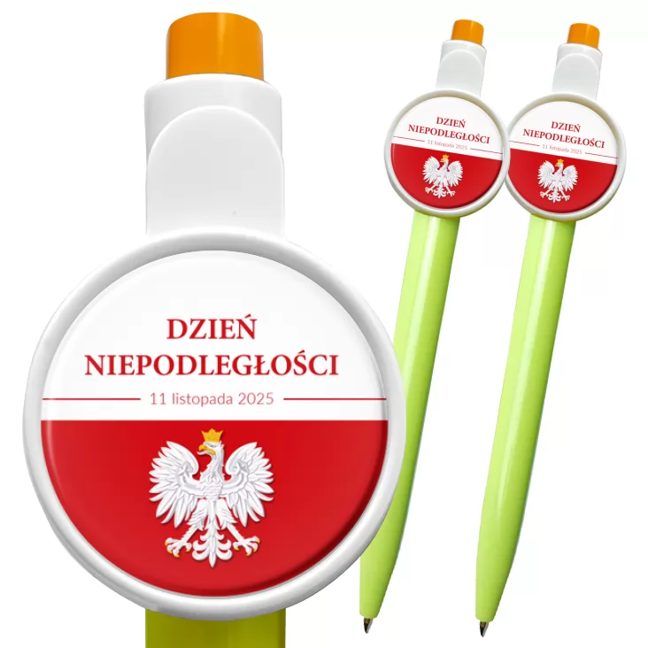przypinka długopis Dzień Niepodległości Biało-Czerwony z orłem
