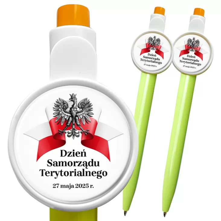 przypinka długopis Dzień Samorządu Terytorialnego na białym tle