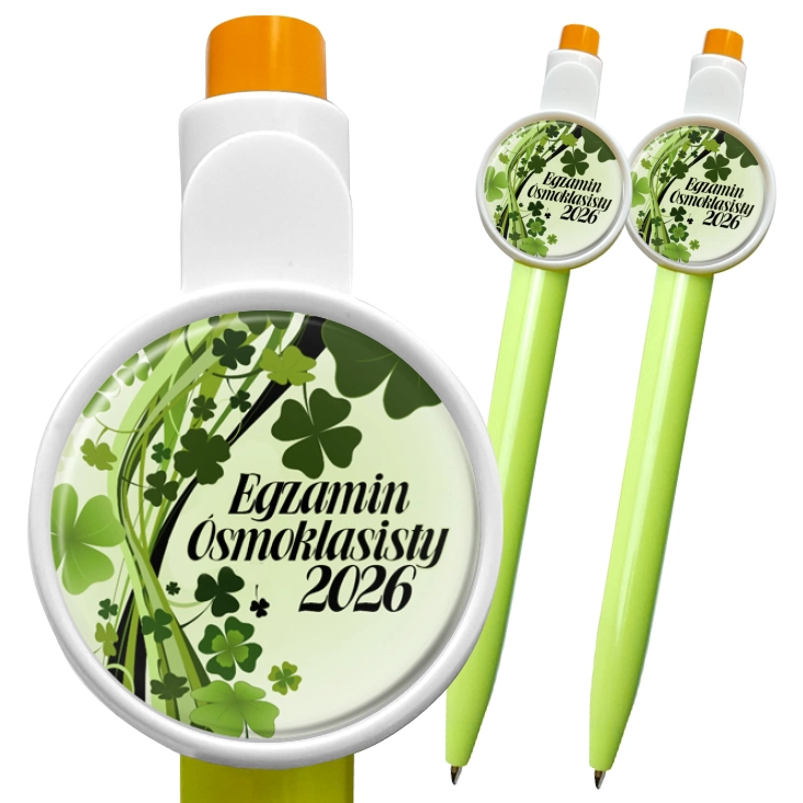 przypinka długopis Egzamin ósmoklasisty koniczynki