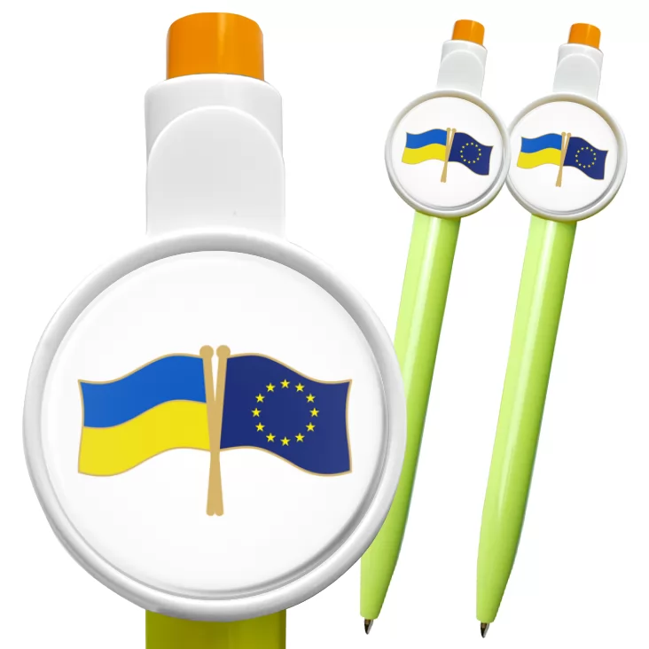 przypinka długopis Flagi Ukraina Unia Europejska