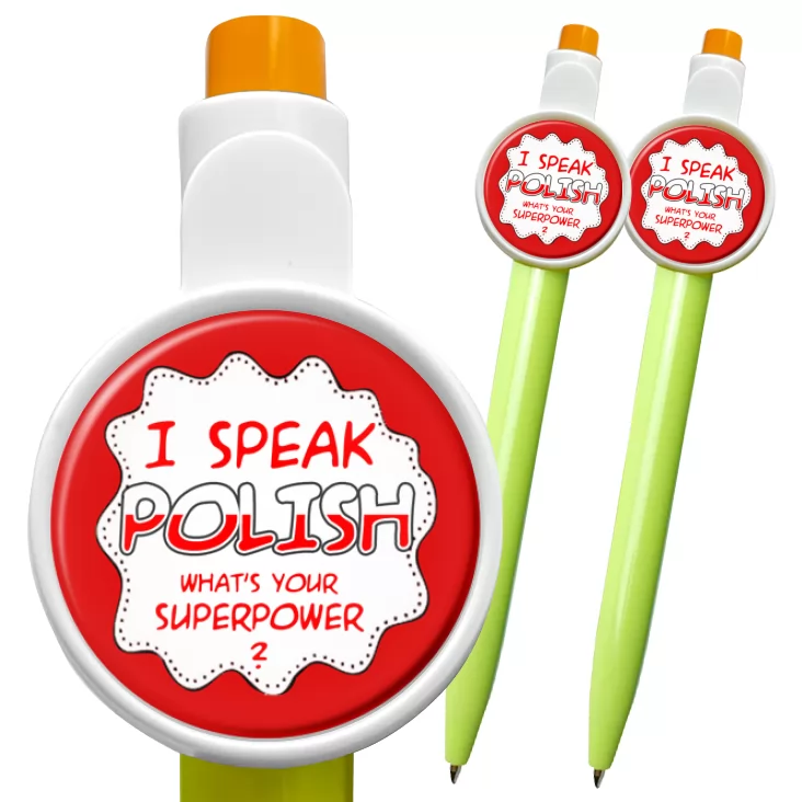przypinka długopis I can speak polish