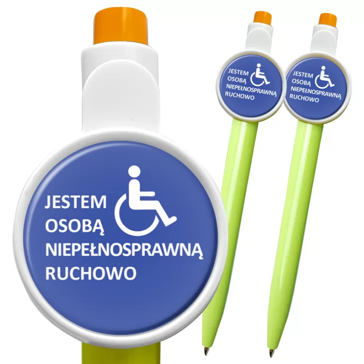przypinka długopis Jestem osobą niepełnosprawną ruchowo