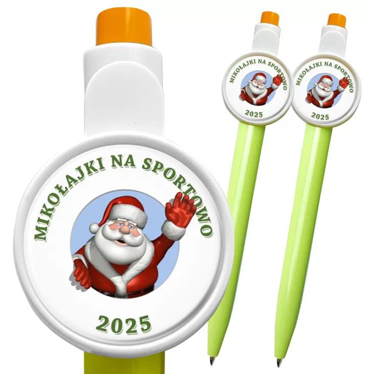 przypinka długopis Mikołajki na sportowo