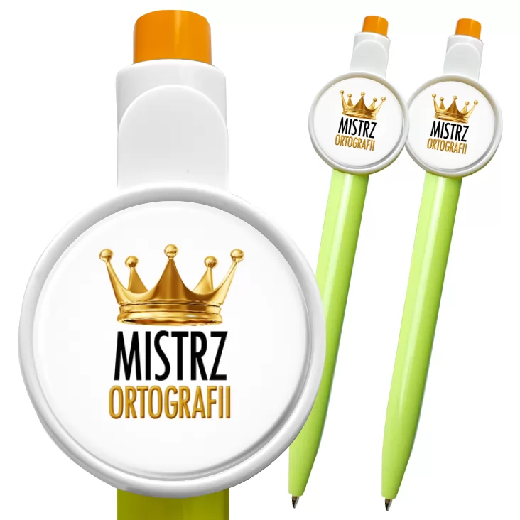 przypinka długopis Mistrz Ortografii w koronie