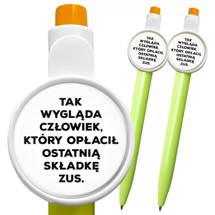 przypinka długopis Ostatnia składka ZUS