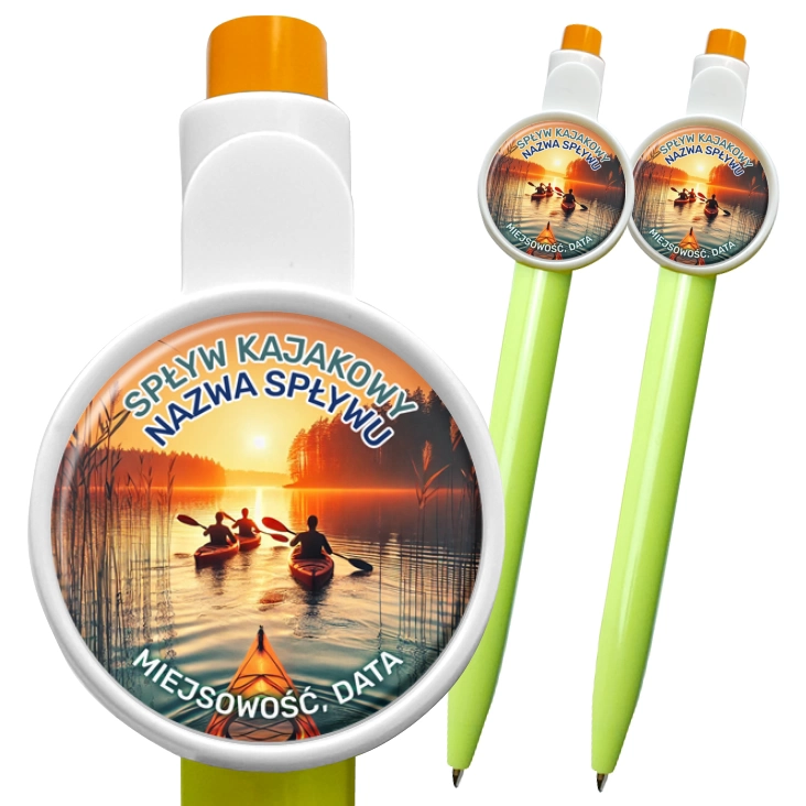 przypinka długopis Spływ kajakowy zachód słońca