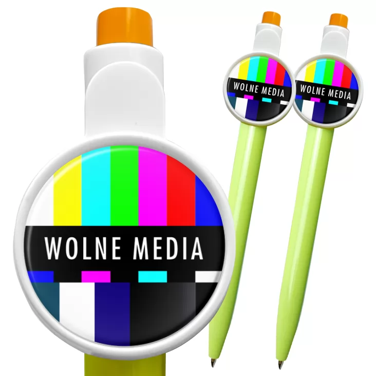 przypinka długopis Wolne media brak sygnału