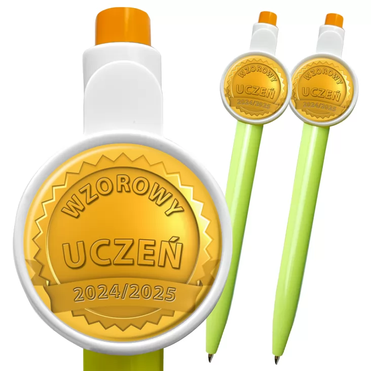 przypinka długopis Wzorowy uczeń złoty medal