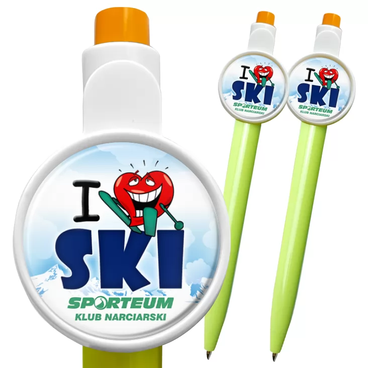 przypinka długopis I love ski
