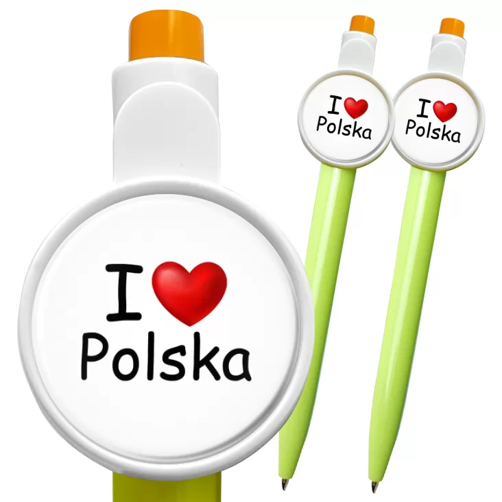 przypinka długopis I love Polska serduszko