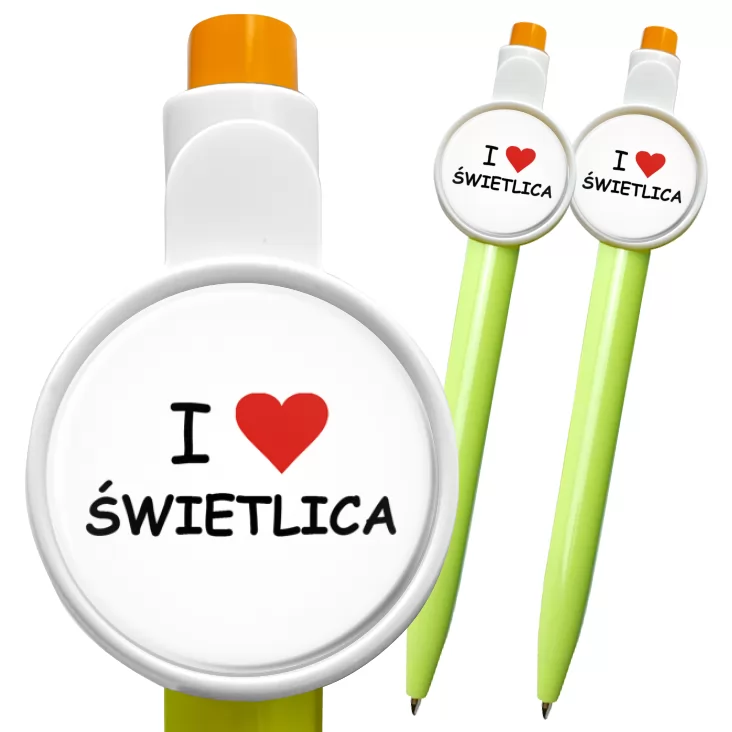przypinka długopis I love świetlica