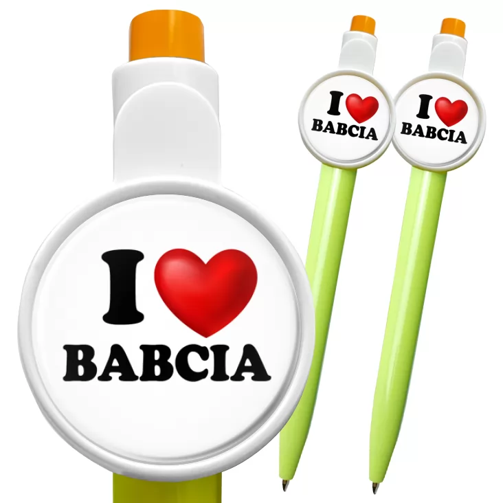 przypinka długopis I love babcia