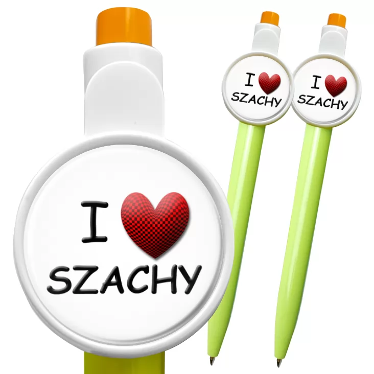 przypinka długopis I love szachy