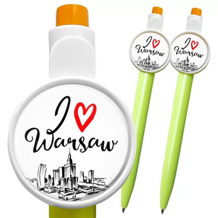przypinka długopis I love Warsaw