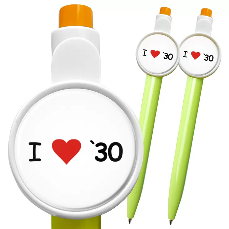 przypinka długopis I love `30