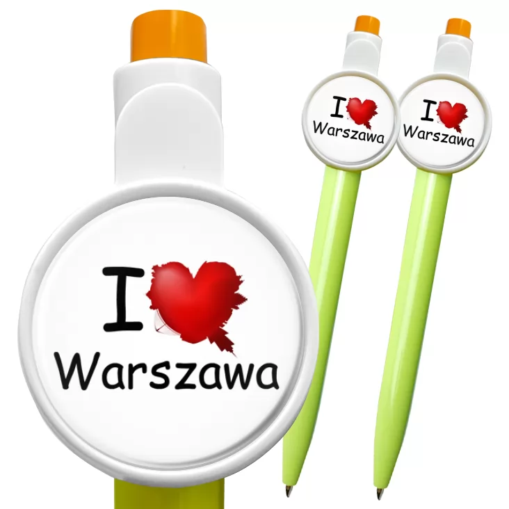 przypinka długopis I love Warszawa