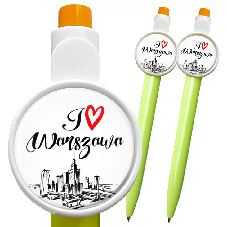 przypinka długopis I love Warszawa