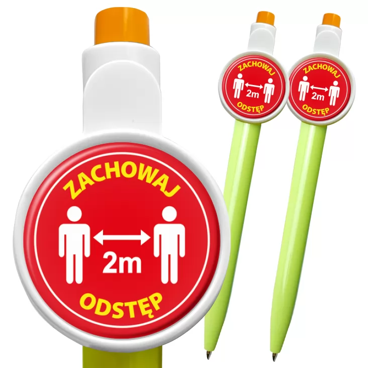 przypinka długopis Zachowaj odstęp czerwony