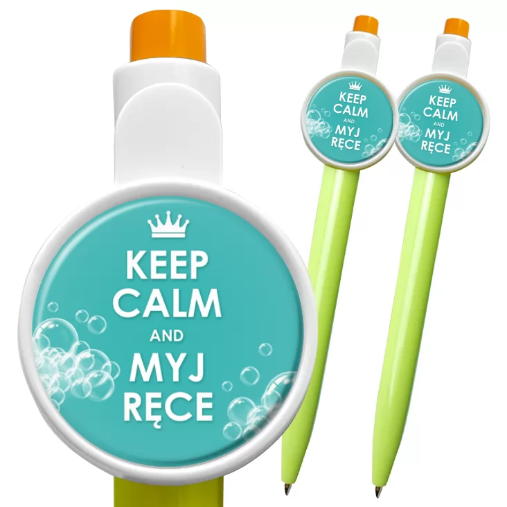 przypinka długopis Keep calm and myj ręce