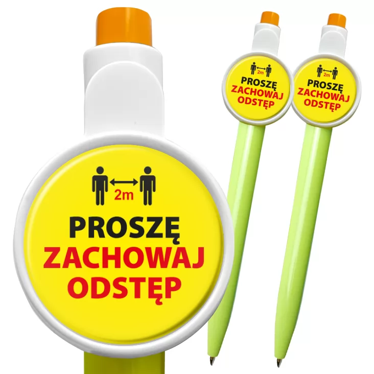przypinka długopis Zachowaj odstęp