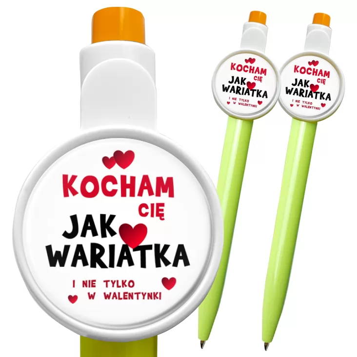 przypinka długopis Kocham Cię Jak wariatka