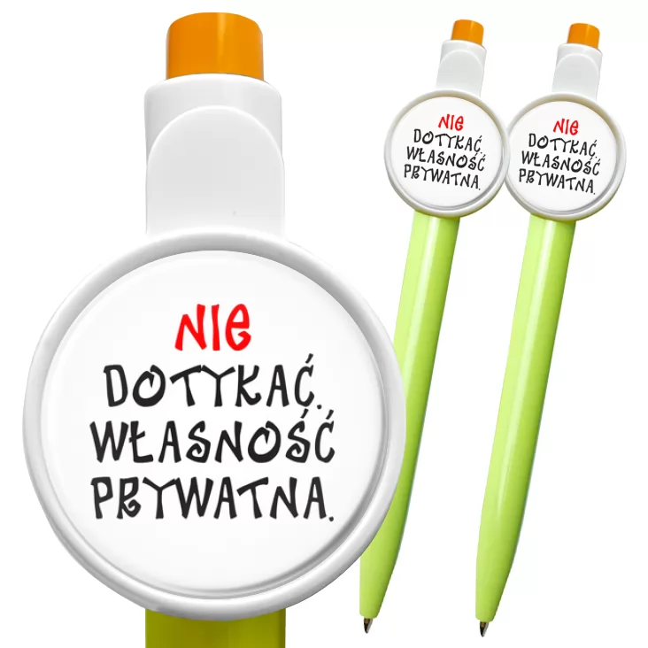 przypinka długopis Nie dotykać