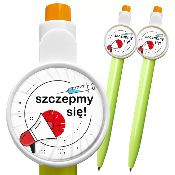 przypinka długopis Zaszczepmy się