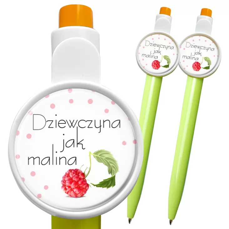 przypinka długopis Dziewczyna jak malina