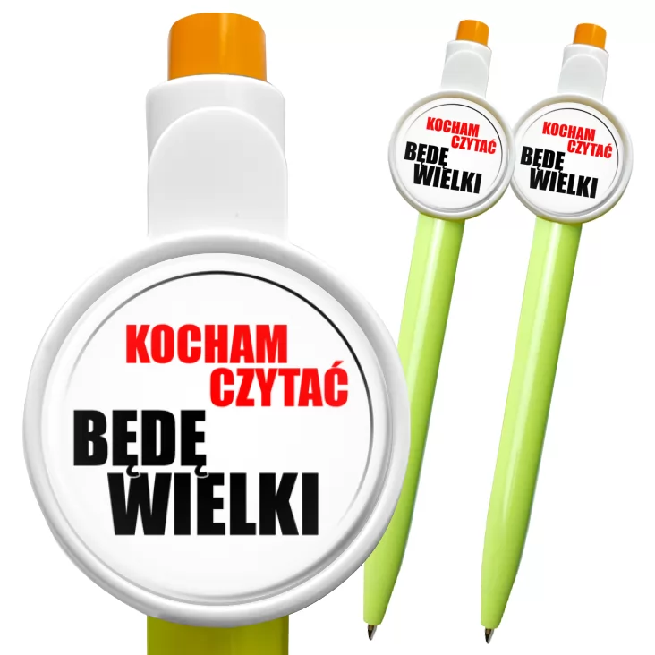 przypinka długopis Kocham czytać - będę wielki