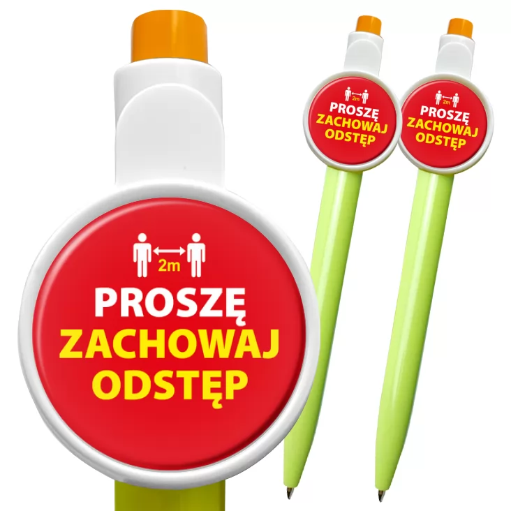 przypinka długopis Zachowaj odstęp proszę