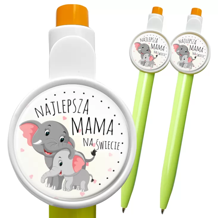 przypinka długopis Dzień Matki Najlepsza mama na świecie Słoniki