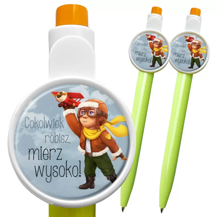 przypinka długopis Cokolwiek robisz mierz wysoko bohater