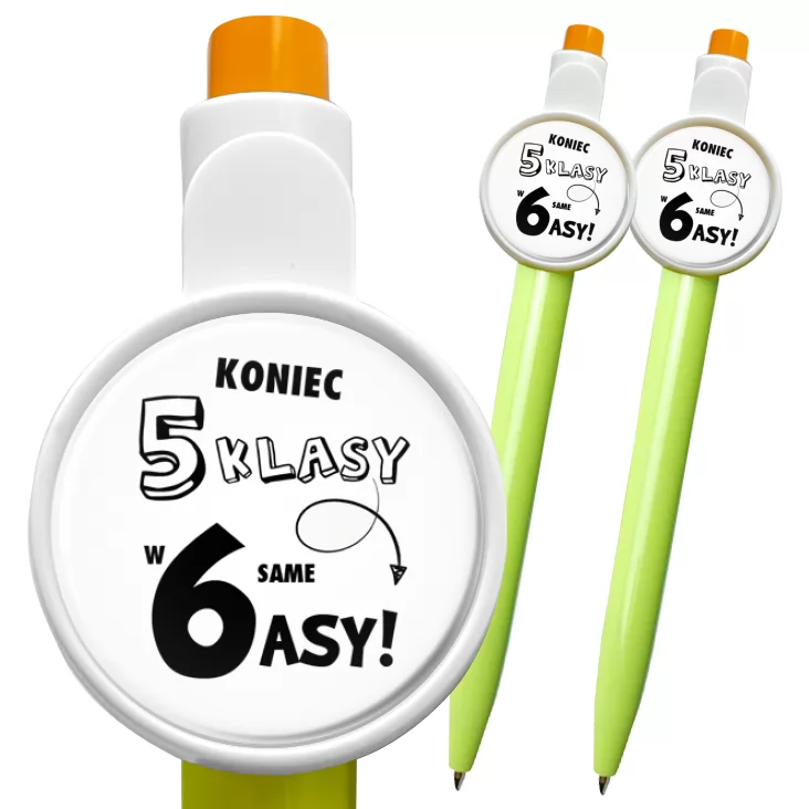 przypinka długopis Koniec 5 klasy w 6 same asy