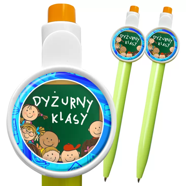 przypinka długopis Dyżurny klasy niebieska obwódka