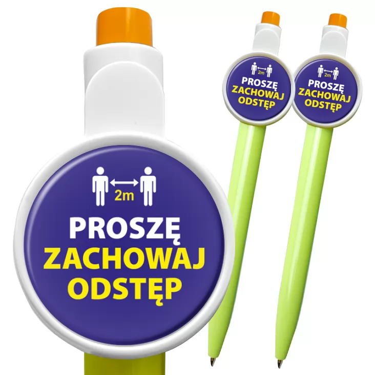 przypinka długopis Proszę zachowaj odstęp