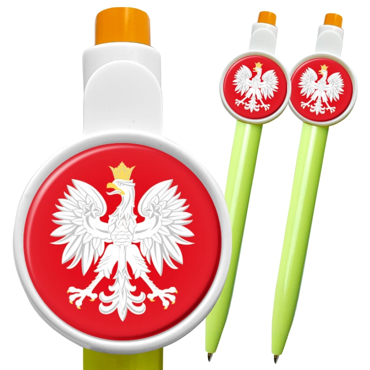 przypinka długopis Orzeł na czerwonym tle