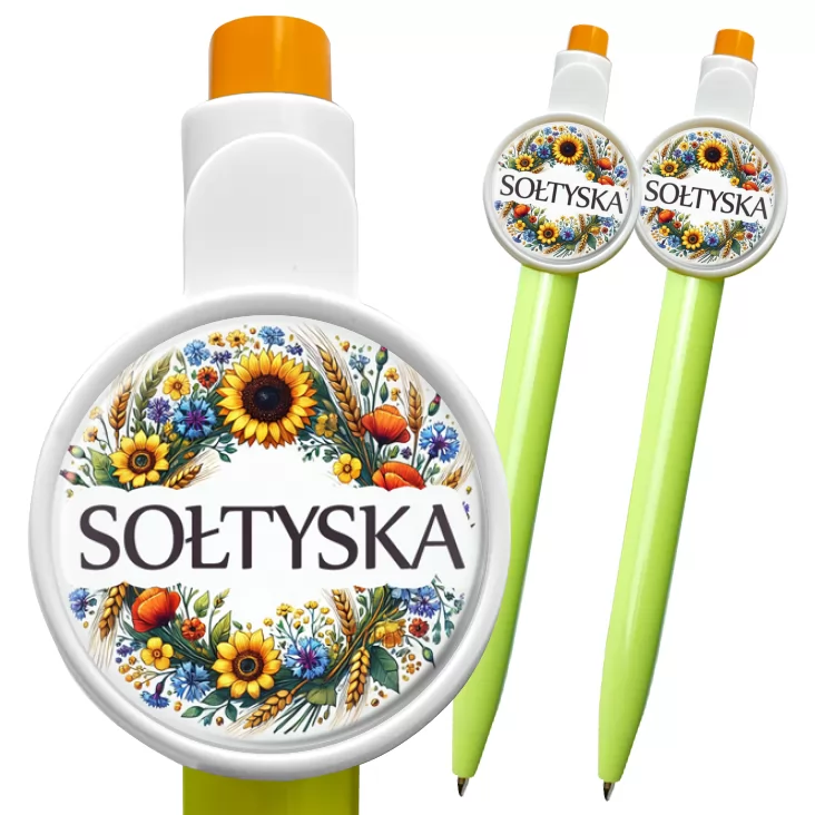 przypinka długopis Sołtyska polskie kwiaty polne