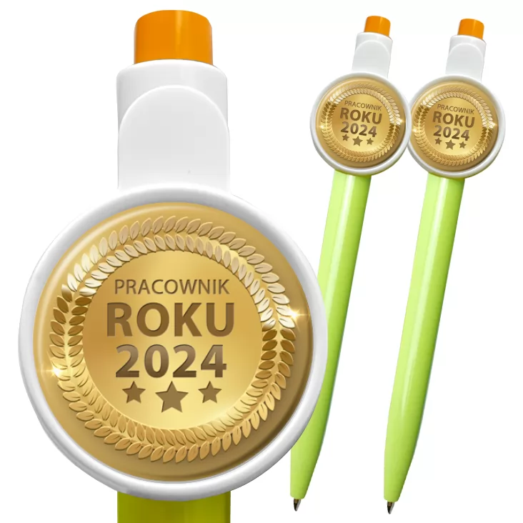 przypinka długopis Złoty medal pracownik roku