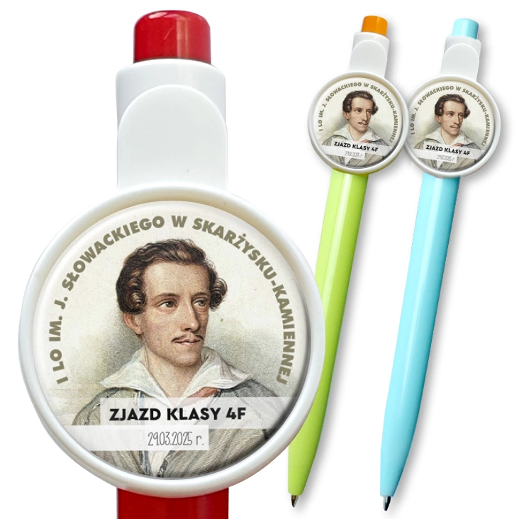 przypinka długopis Zjazd klasy 4f I LO im. J. Słowackiego w Skarżysku-Kamiennej