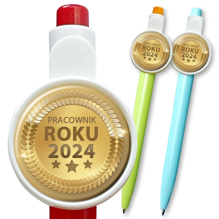 przypinka długopis Złoty medal pracownik roku