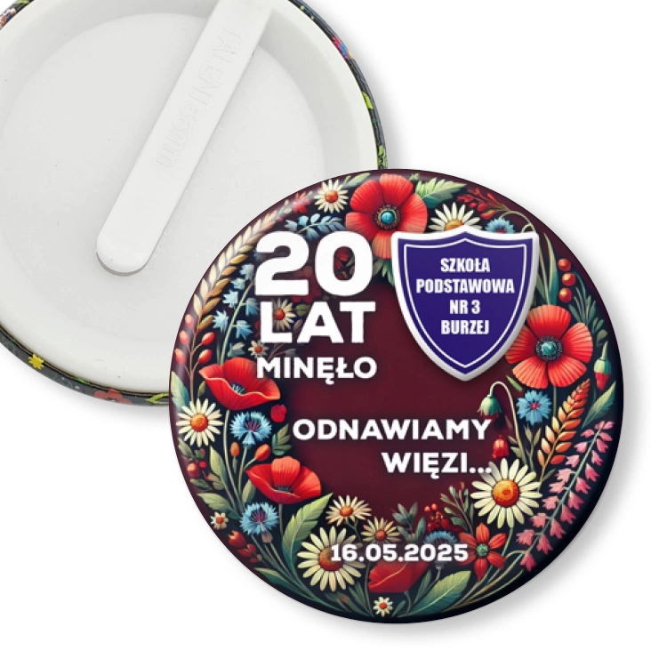 przypinka klips 20 lat minęło SP nr 3 w Burzej