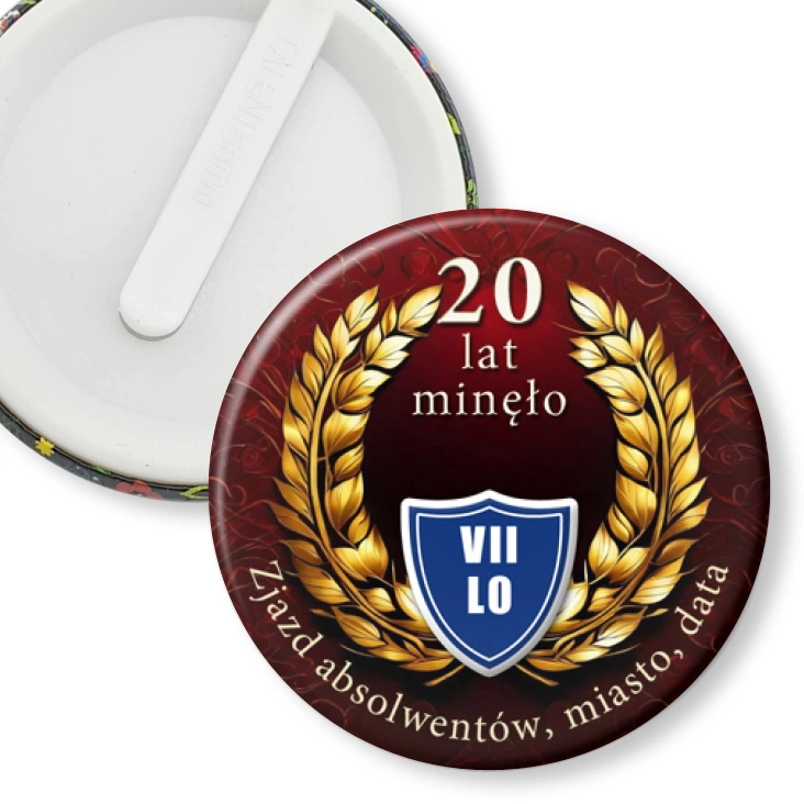 przypinka klips 20 lat minęło zjazd absolwentów