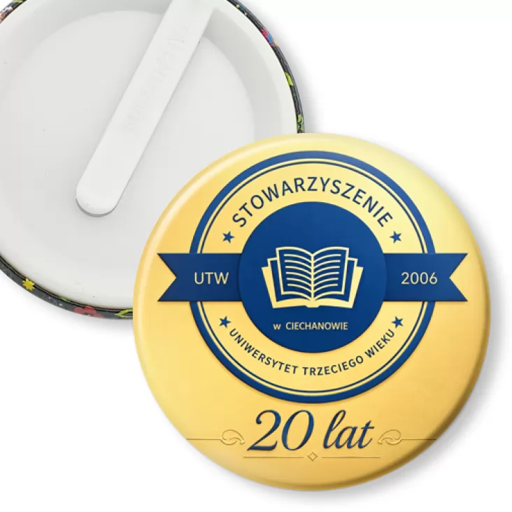przypinka klips 20 lat UTW Ciechanów