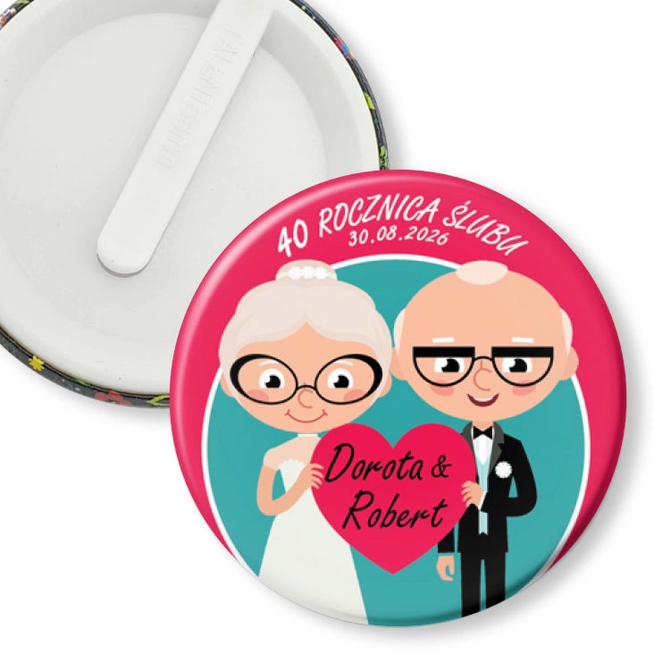 przypinka klips 40 rocznica ślubu Dorota i Michał