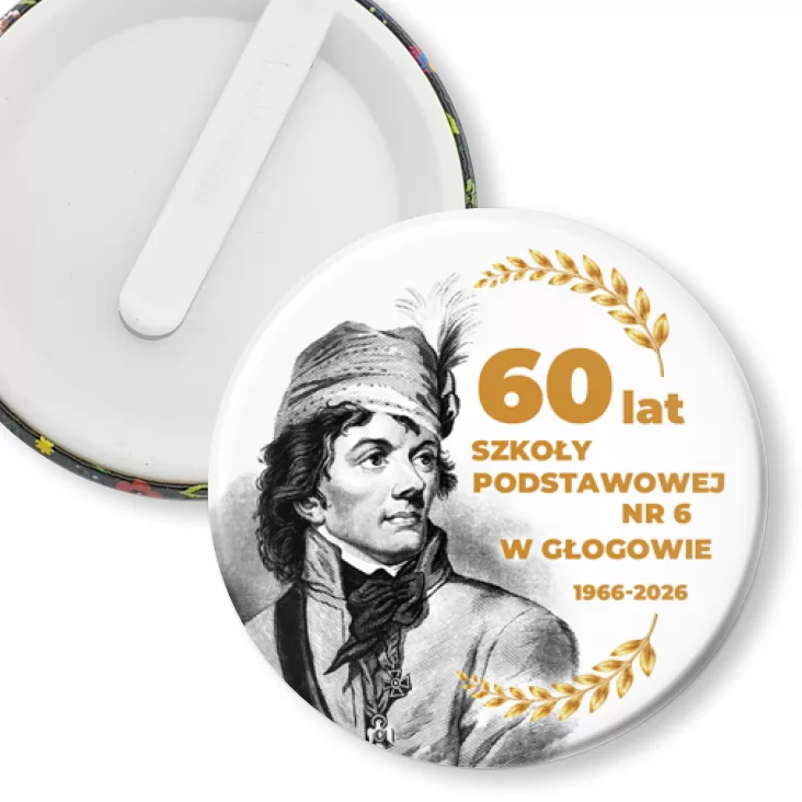 przypinka klips 60 lat SP nr 6 w Głogowie