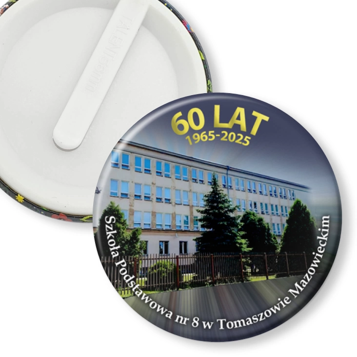 przypinka klips 60 lat SP60 w Tomaszowie Mazowieckim