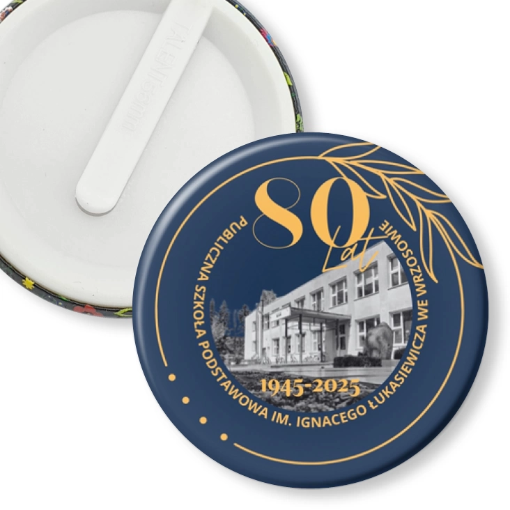 przypinka klips 80 lat SP we Wrzosowie