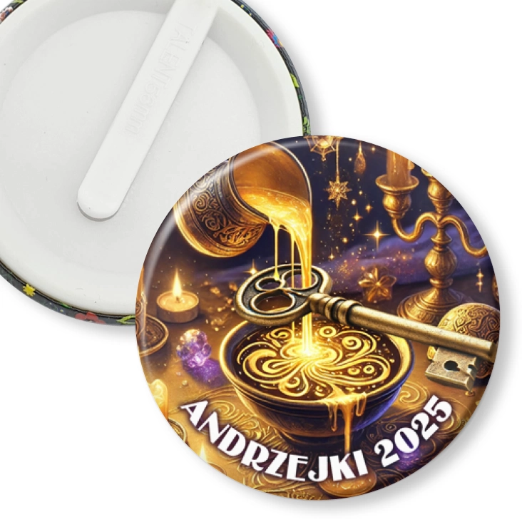 przypinka klips Andrzejki lanie woskiem