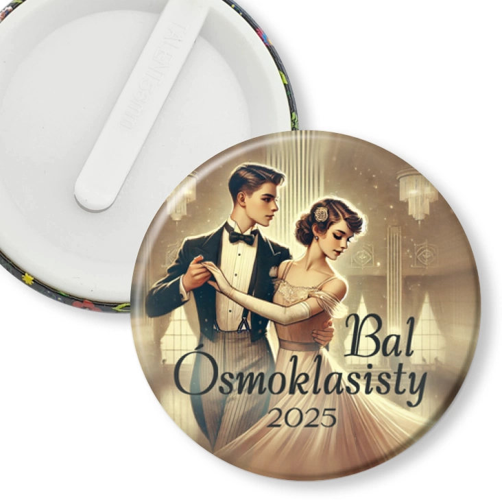 przypinka klips Bal ósmoklasisty w stylu retro